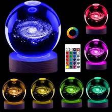 3d Galaxy Space Crystal Ball Night Light